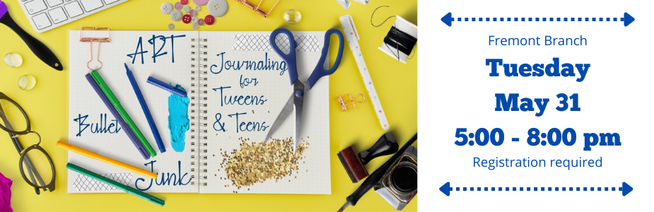 Teen Journaling Class, Tuesday, May 31, 5:00-8:00 pm